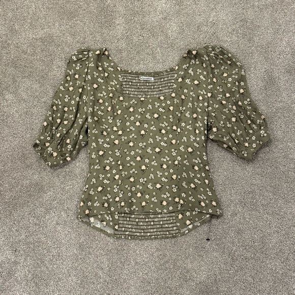 NWOT Reformation Cave Blouse Green Cera Floral Ditsy Romantic Size 10 - Picture 4 of 11